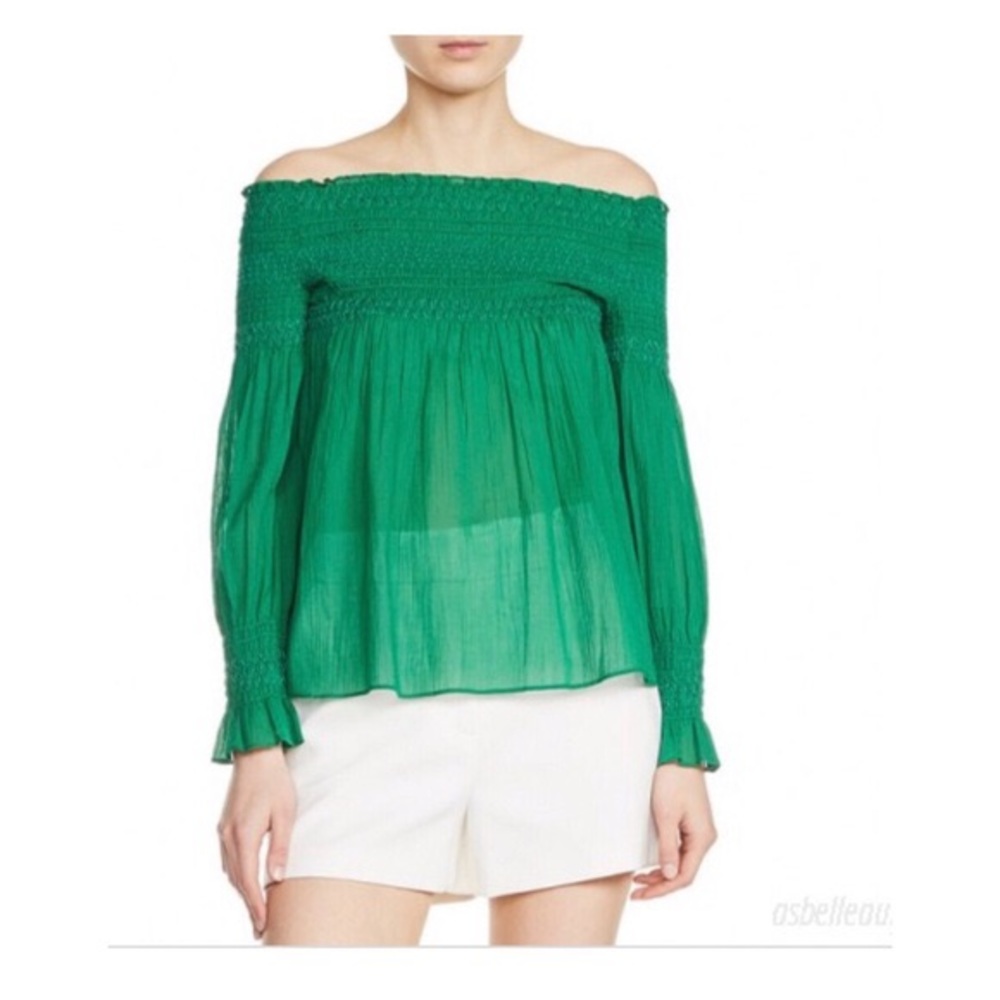 Maje green off the shoulder top